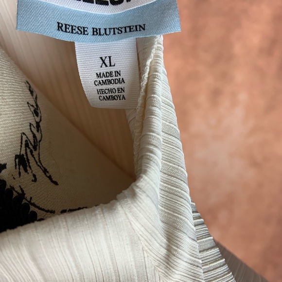 Future Collective Reese Blutstein Long Sleeved Mock Neck Ivory Textured Shirt - Picture 4 of 6